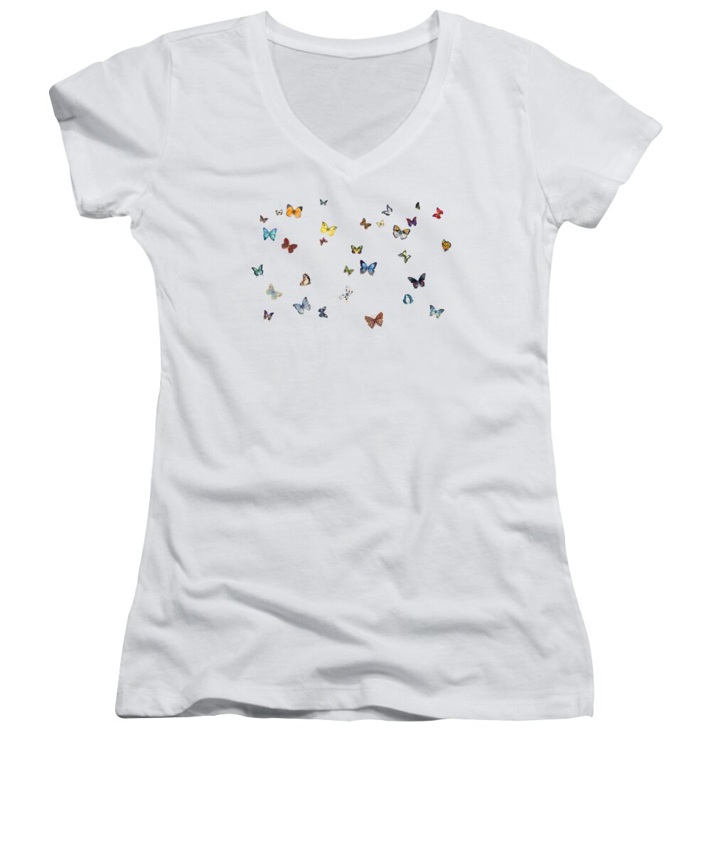 Butterflies Women's V-Neck featuring the painting Delphine by Amy Kirkpatrick