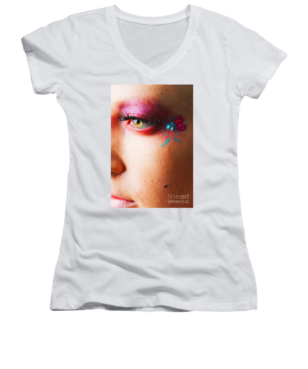 Glamour Photographs Women's V-Neck featuring the photograph Diamond with pink by Robert WK Clark