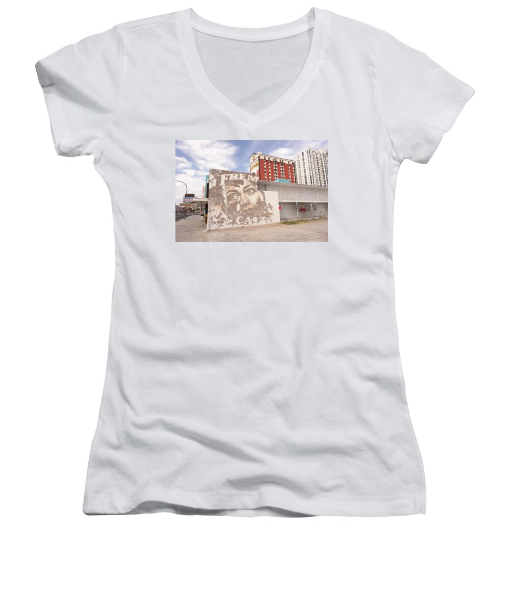 Women's V-Neck featuring the photograph Downtown After by Carl Wilkerson