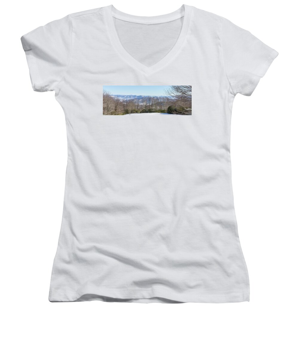 Snowscape Women's V-Neck featuring the photograph Easterly Winter View by D K Wall