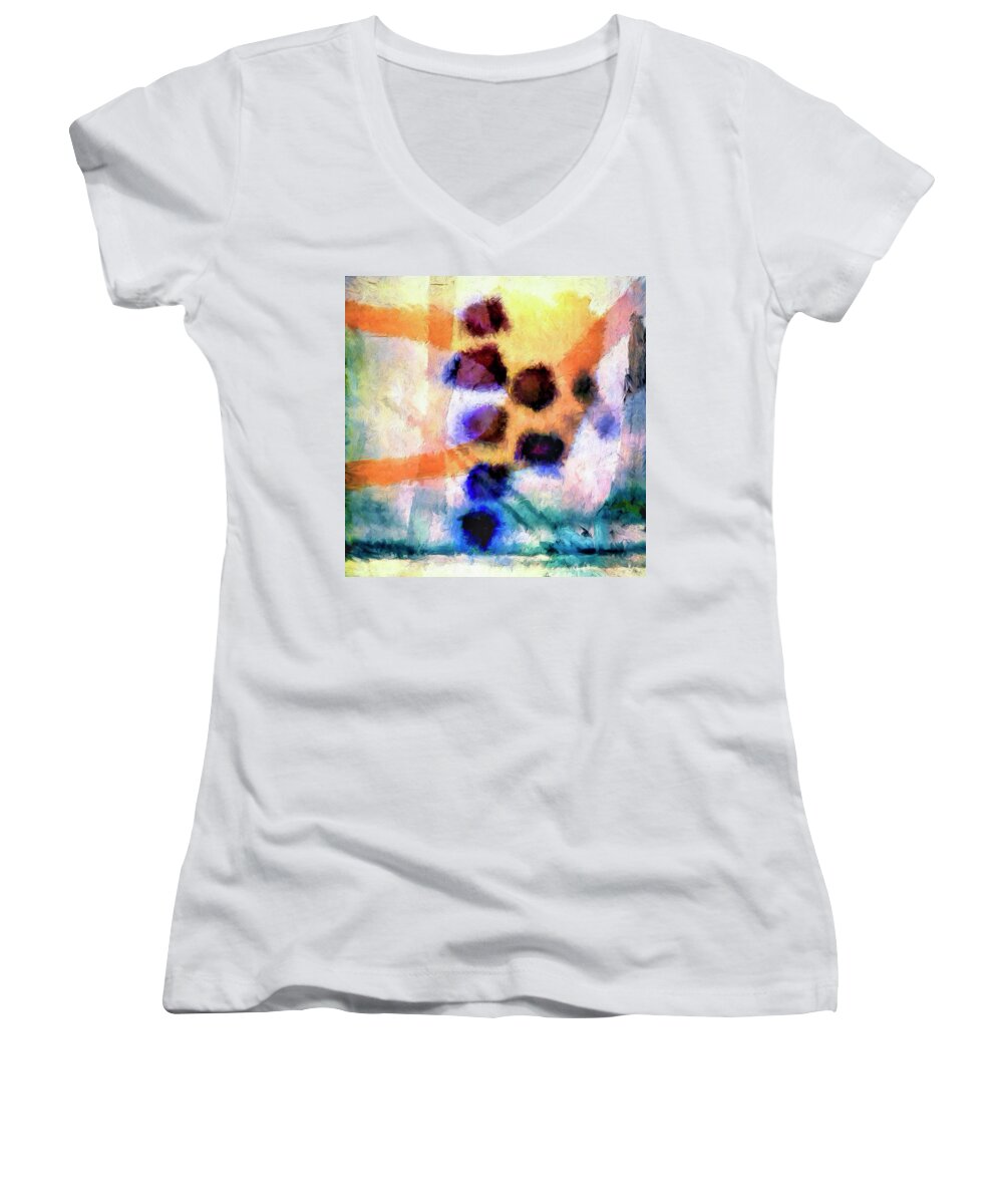 Abstract Women's V-Neck featuring the painting El Paso del Tiempo by Dominic Piperata