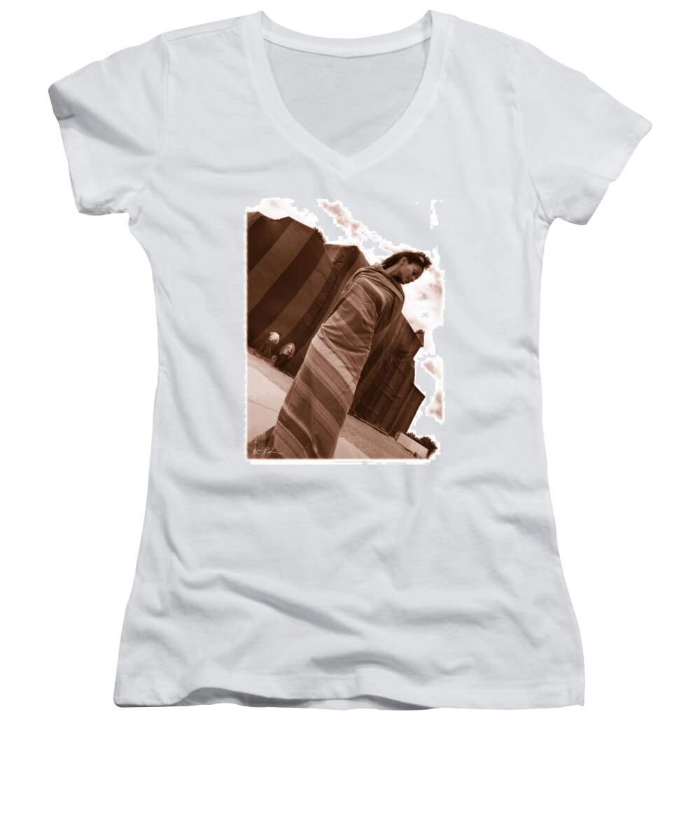 Woman Women's V-Neck featuring the photograph Emergence by Steven Robiner