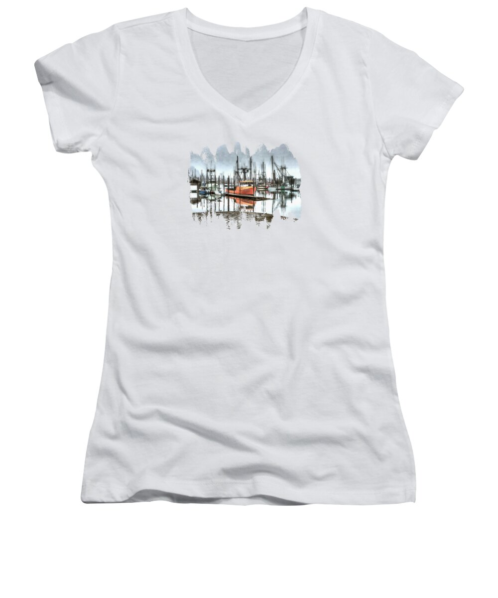 Fishing Boats Women's V-Neck featuring the photograph Evolution by Thom Zehrfeld