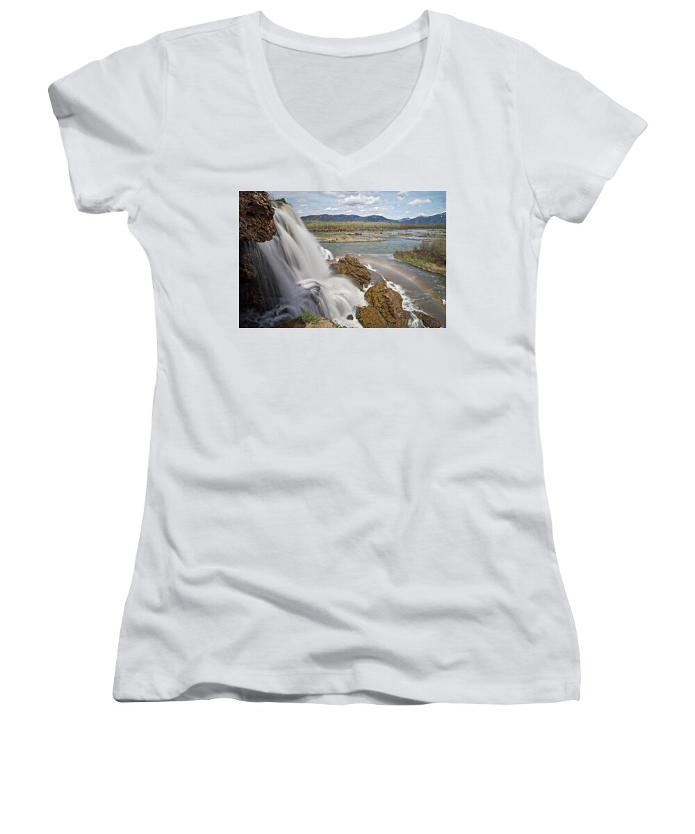 Waterfall Women's V-Neck featuring the photograph Fall Creek Falls by Wesley Aston