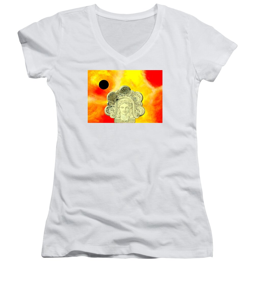 Roman Women's V-Neck featuring the painting Fall of Rome II by Thomas Gronowski