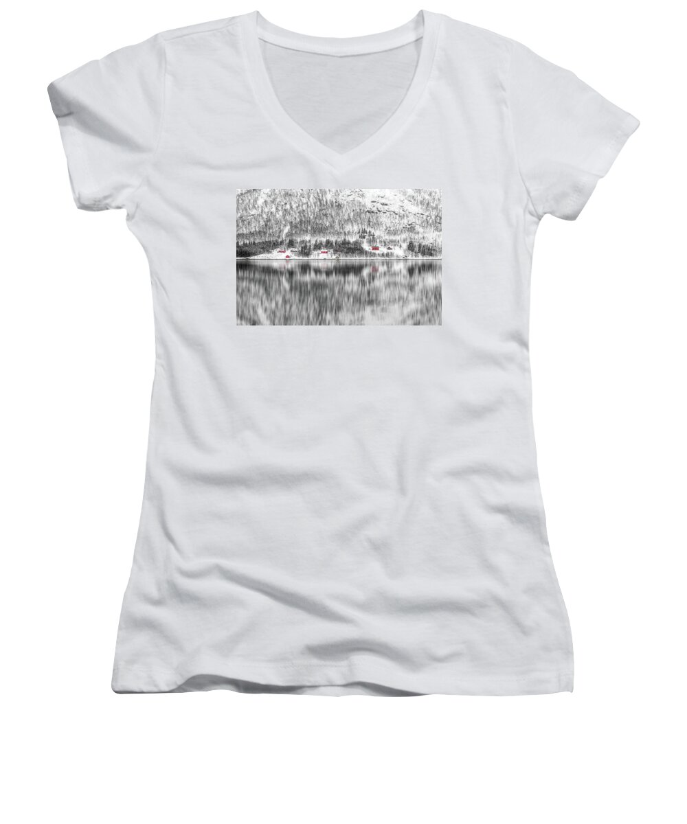 Lofoten Women's V-Neck featuring the photograph Feels Like Home by Philippe Sainte-Laudy