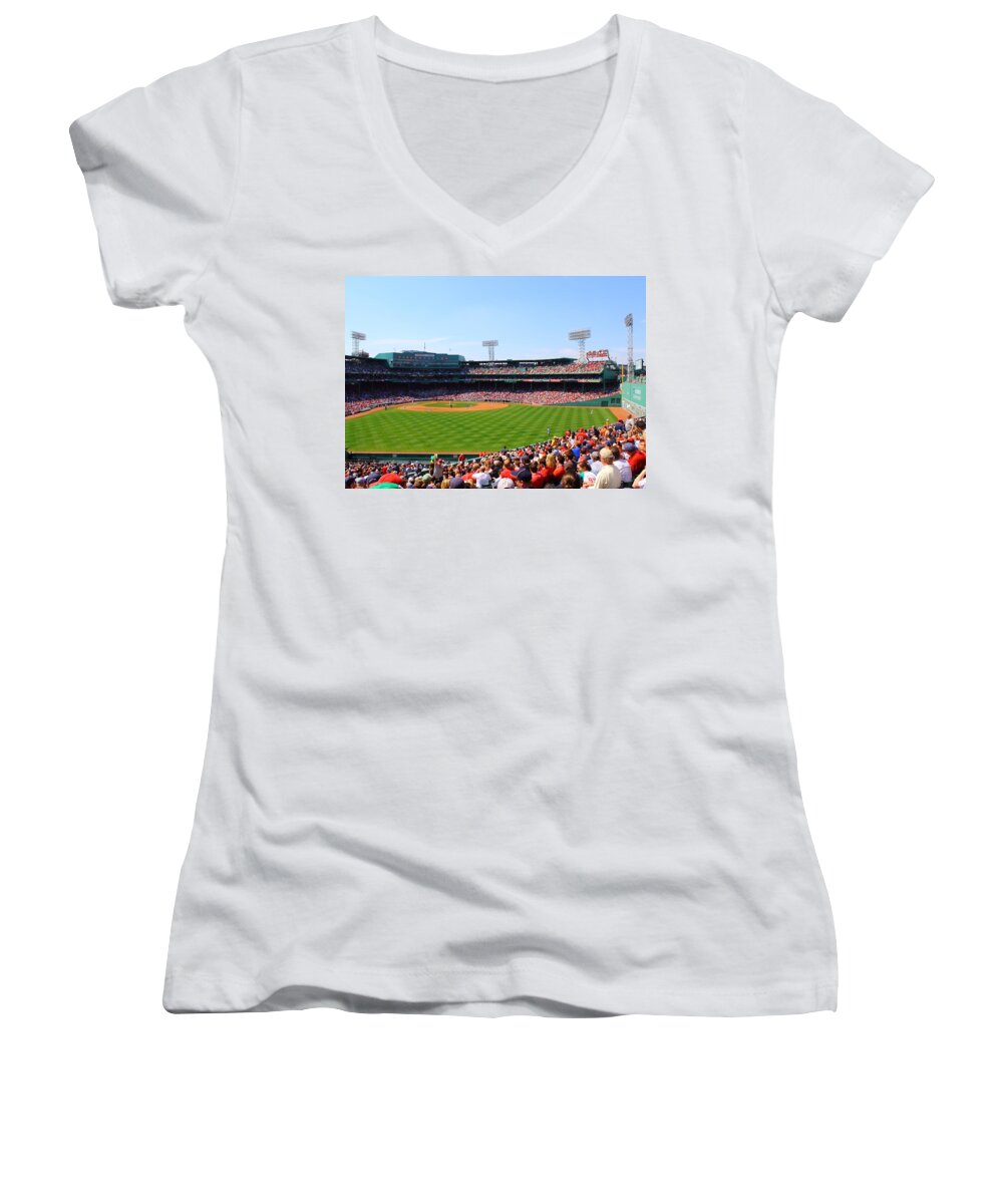 Fenway Park Women's V-Neck featuring the photograph Fenway by Jeff Heimlich
