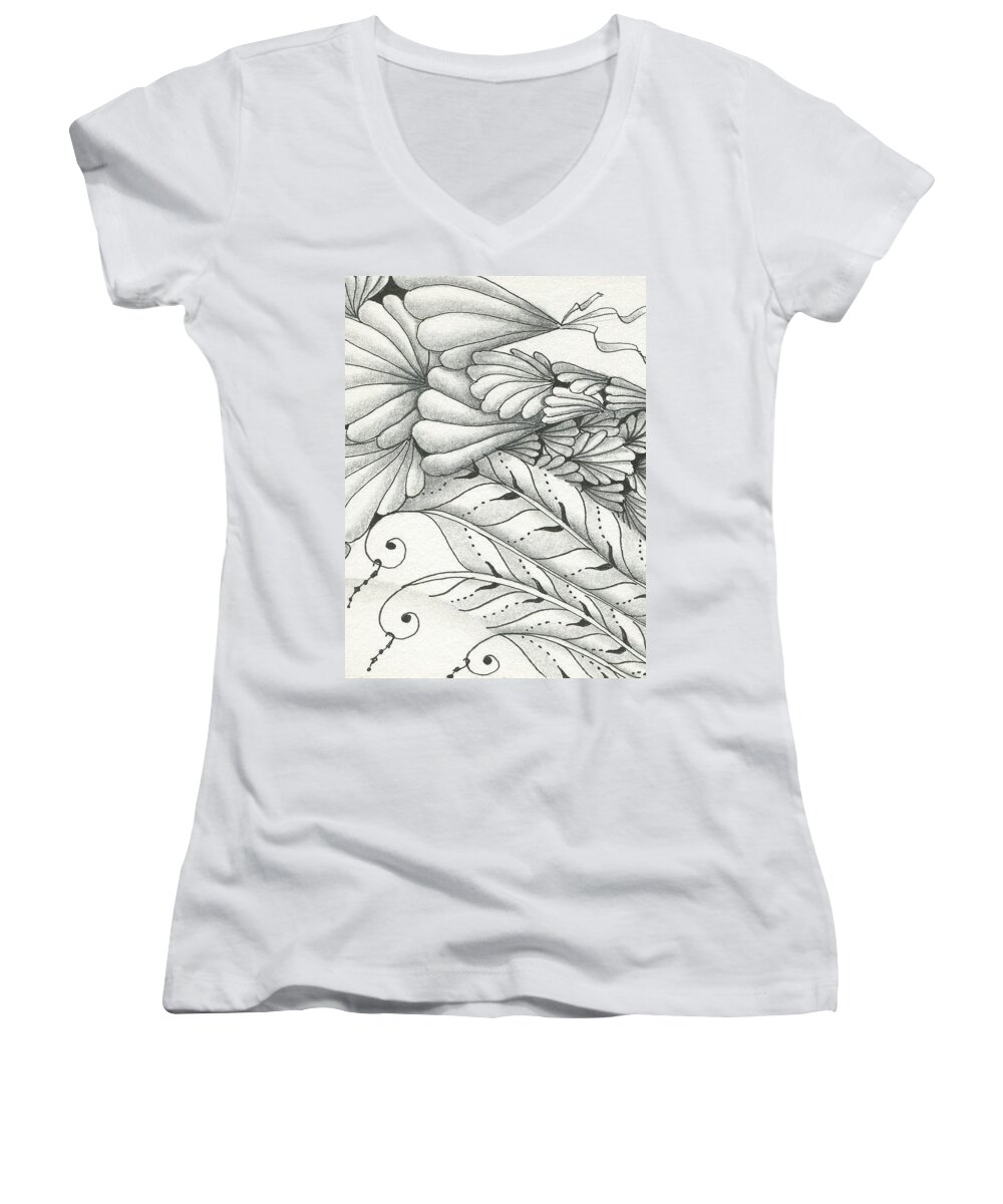 Finery Women's V-Neck featuring the drawing Finery by Jan Steinle