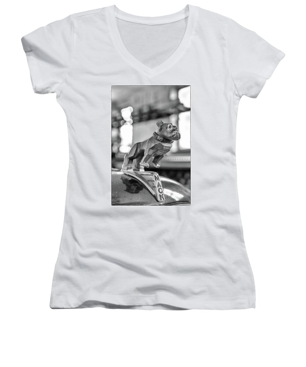 Charleston Women's V-Neck featuring the photograph Fire Truck Hood Ornament by Patricia Schaefer