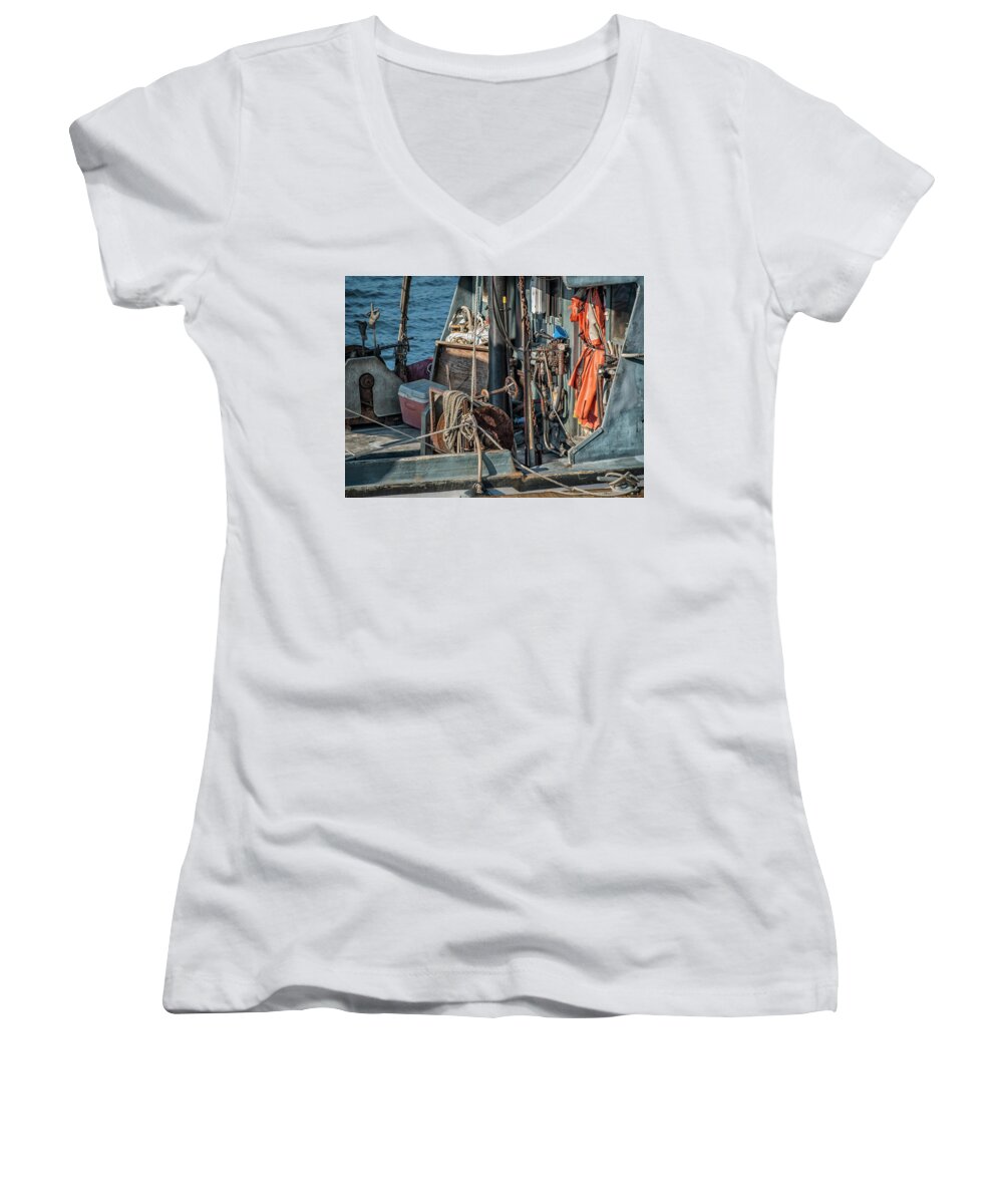 Fishing Women's V-Neck featuring the photograph Fishing Trawler by Rick Mosher