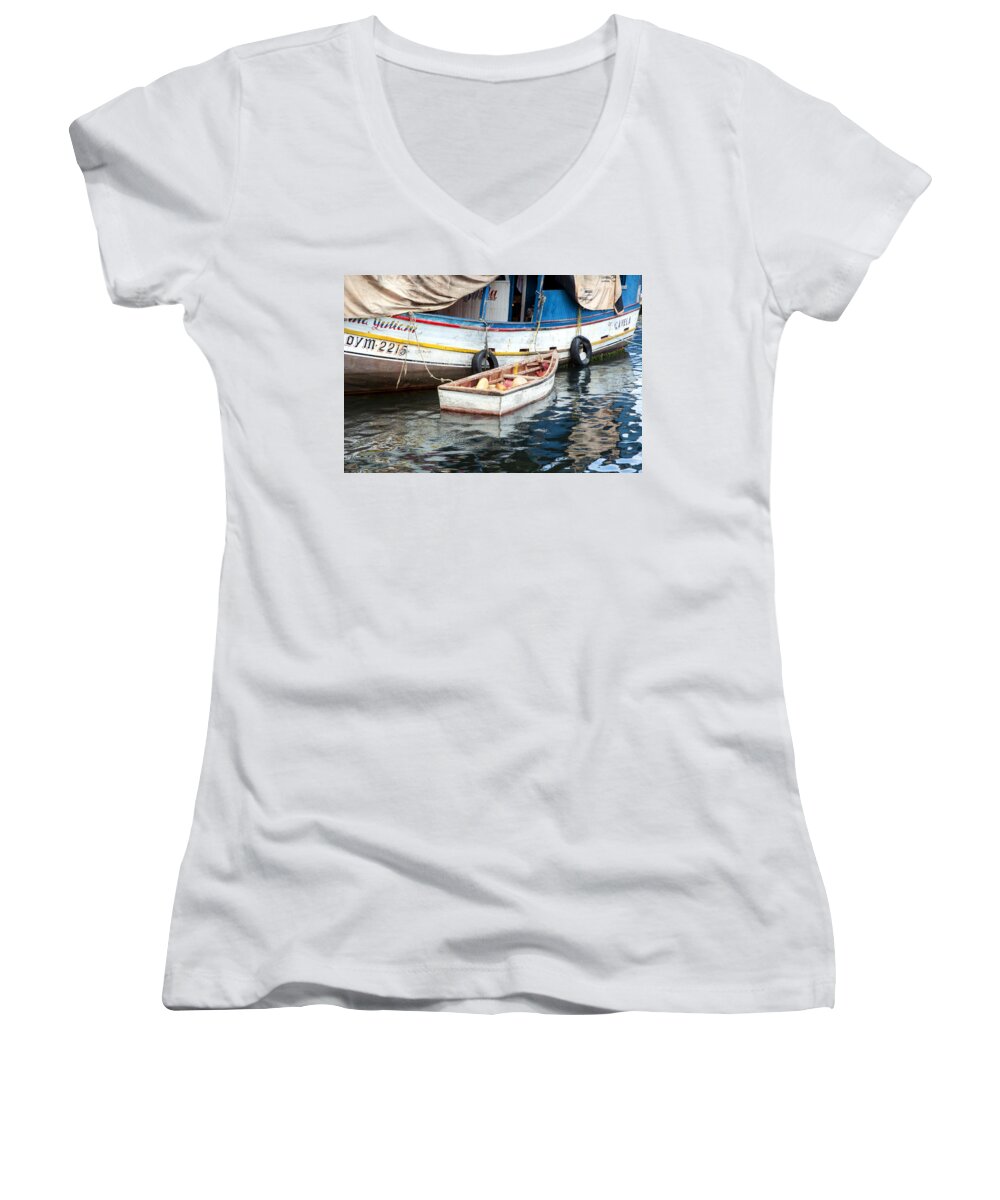Amsterdam Women's V-Neck featuring the photograph Floating Market by Allen Carroll