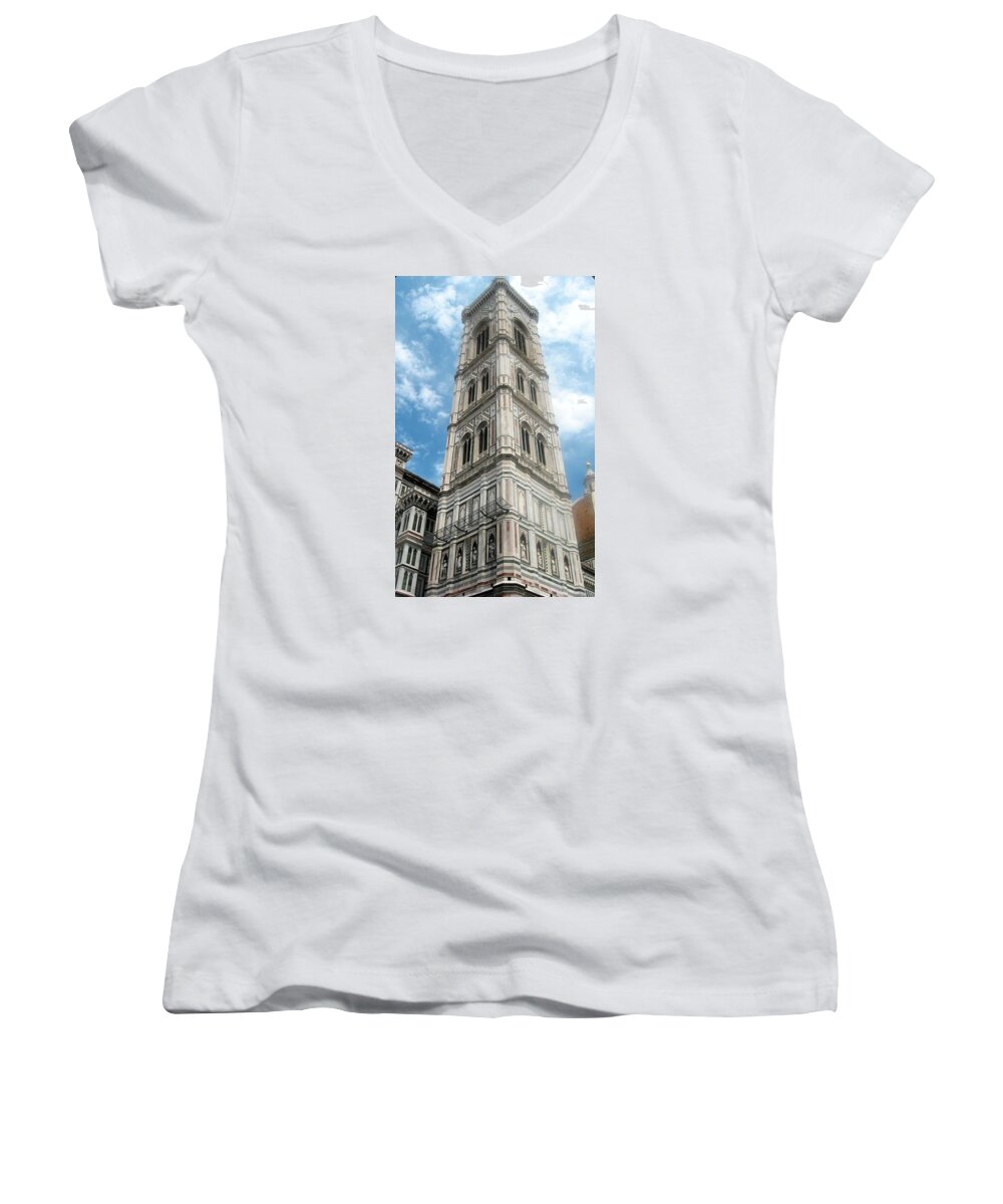 Florence Women's V-Neck featuring the painting Florence Duomo Tower by Lisa Boyd