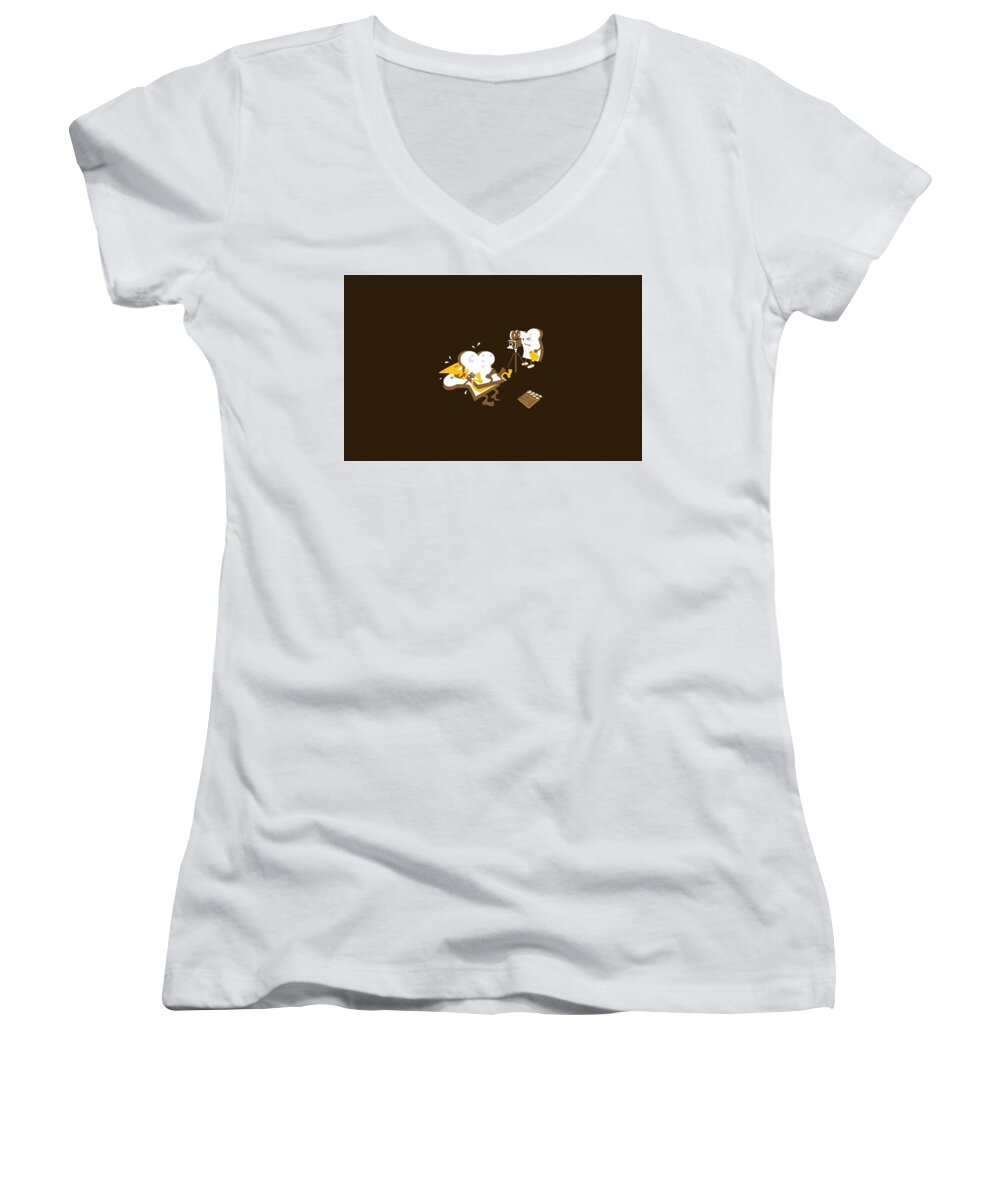 Food Women's V-Neck featuring the digital art Food by Maye Loeser