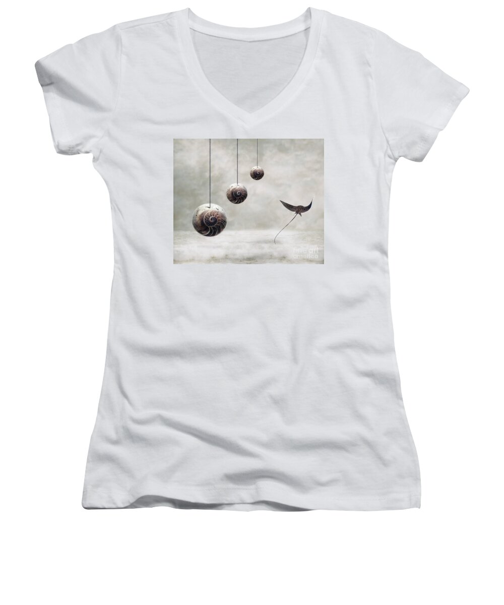 Surrealism Women's V-Neck featuring the photograph Free by Jacky Gerritsen