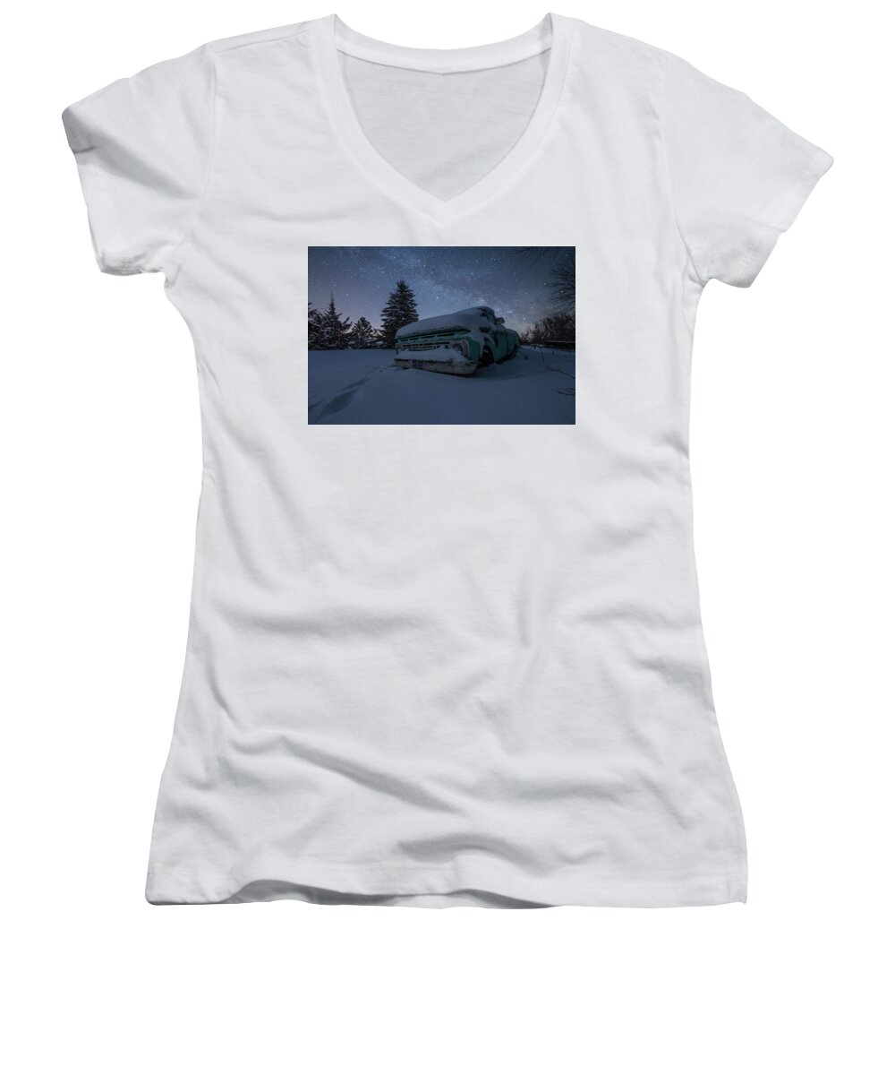 Trees Women's V-Neck featuring the photograph Frozen Rust by Aaron J Groen