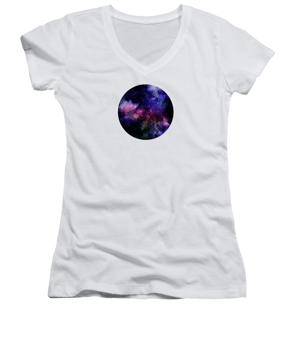 Moon Women's V-Neck featuring the painting Ganymede by Stevyn Llewellyn