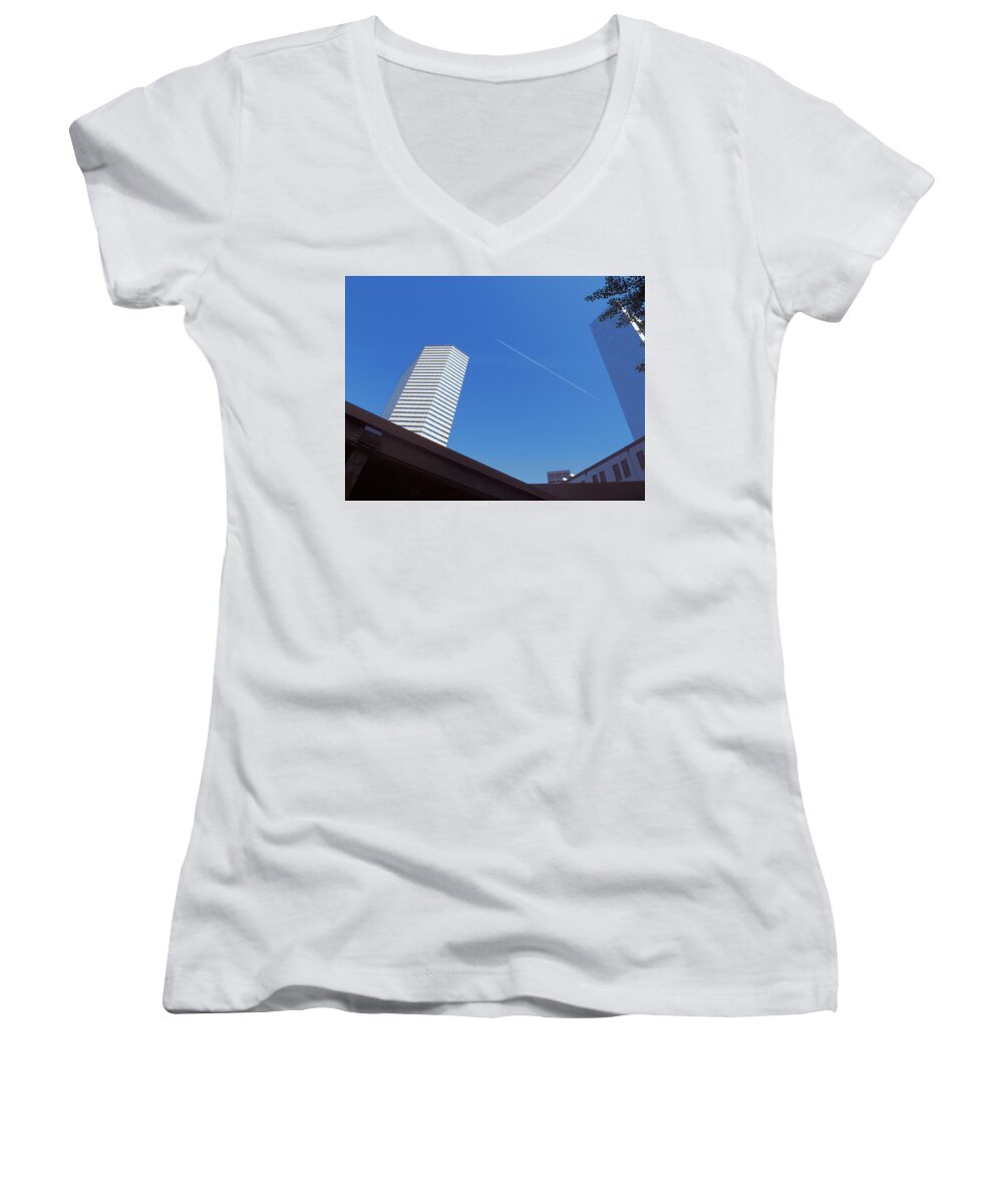 Blue Women's V-Neck featuring the photograph Geometric Sky by Christopher Brown