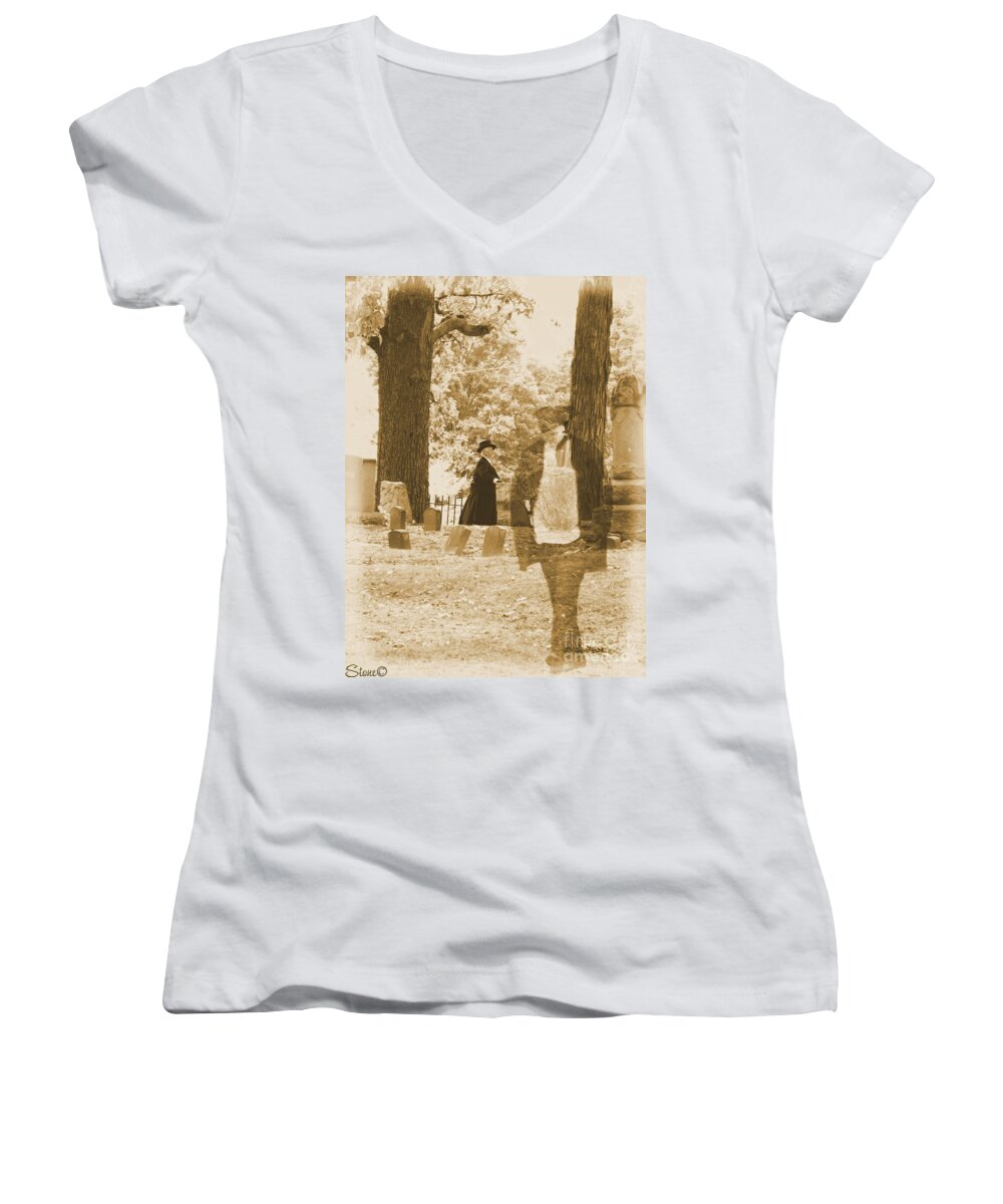 Art Women's V-Neck featuring the photograph Ghost In The Graveyard by September Stone