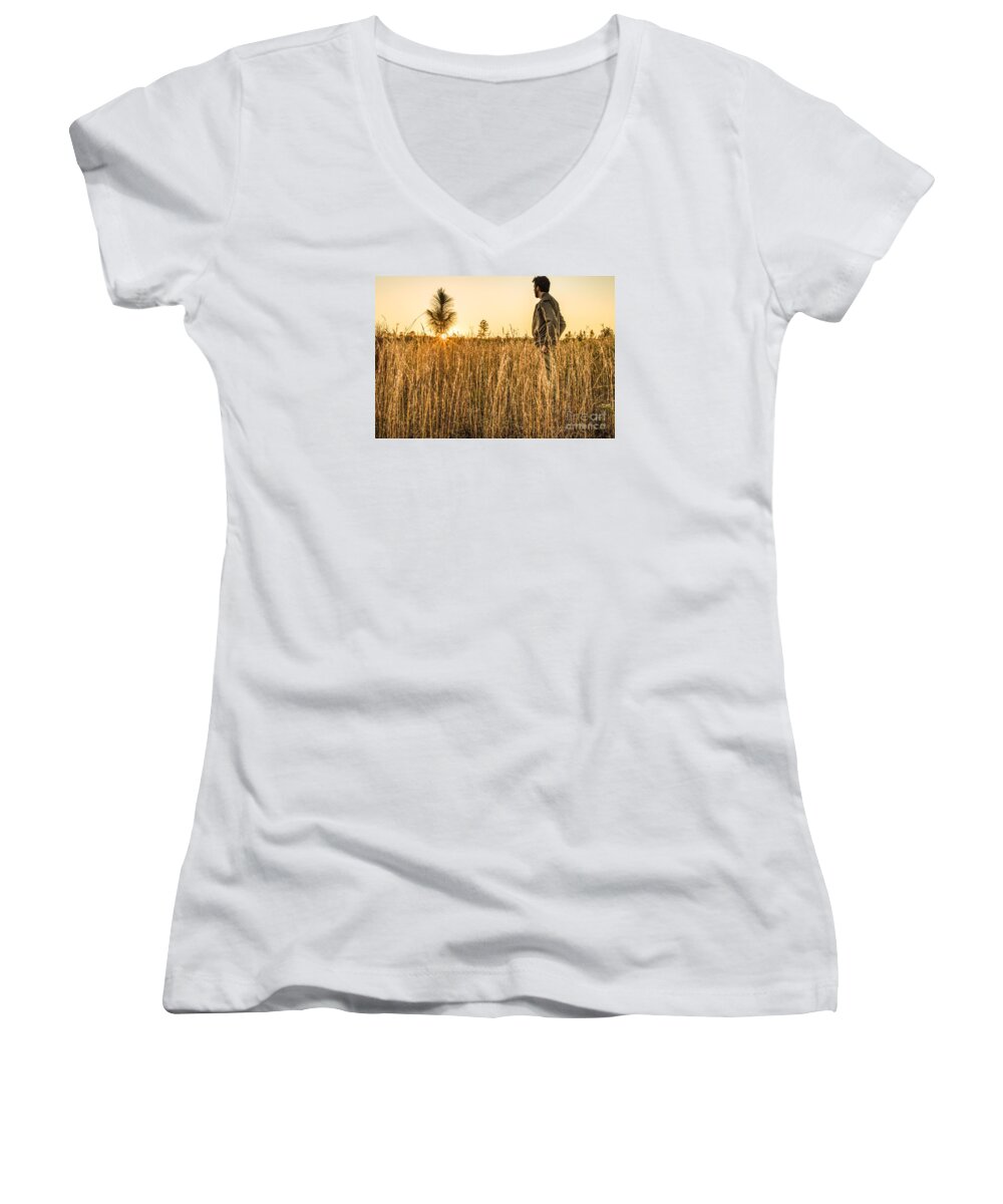 Golden Years Women's V-Neck featuring the photograph Golden Years by Metaphor Photo