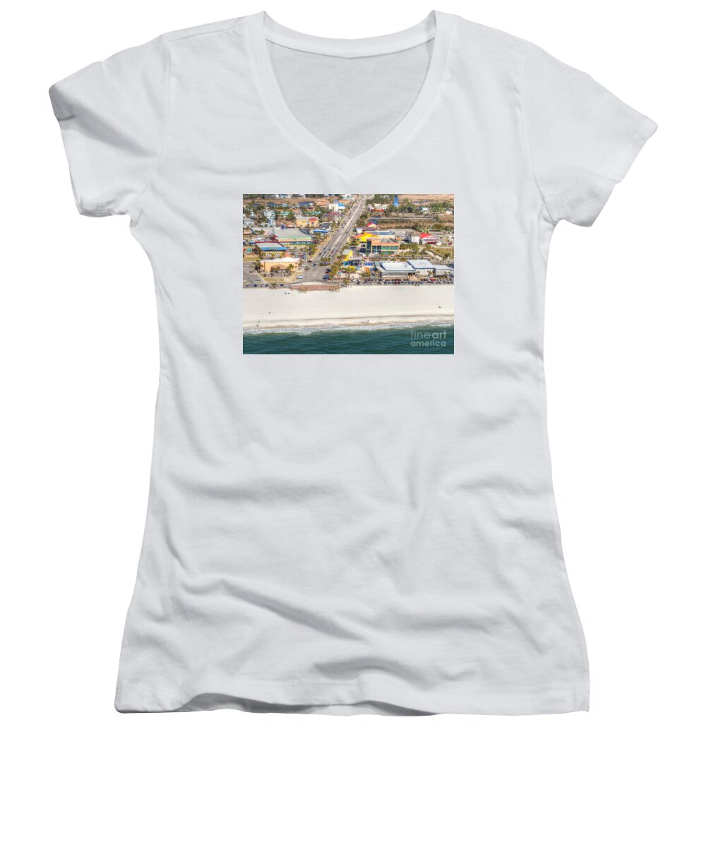 Gulf Shores Women's V-Neck featuring the photograph Gulf Shores - Hwy 59 by Gulf Coast Aerials -