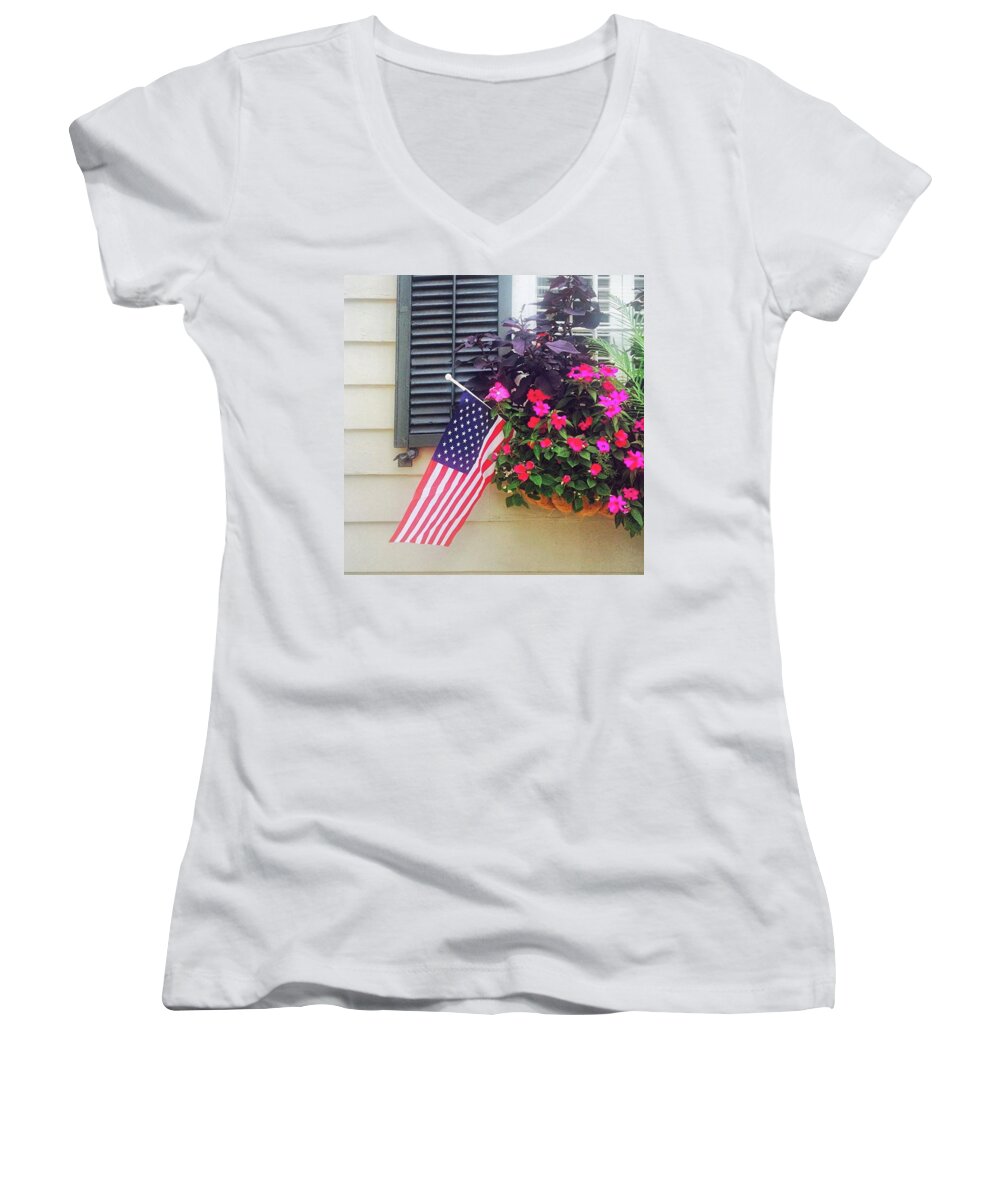 Lowcountry Women's V-Neck featuring the photograph Happy Independence Day From Charleston! by Cassandra M Photographer