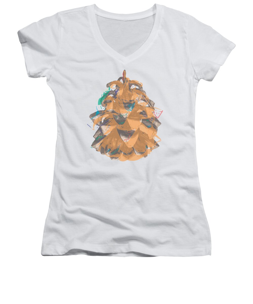 Pine Women's V-Neck featuring the photograph Holiday Yellow Cone by Stan Magnan