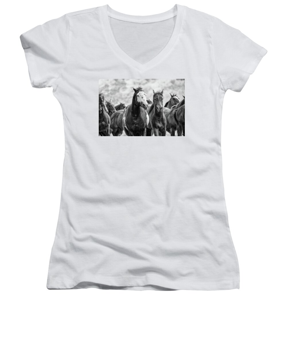 Horse Women's V-Neck featuring the photograph Horsepower by Ryan Courson