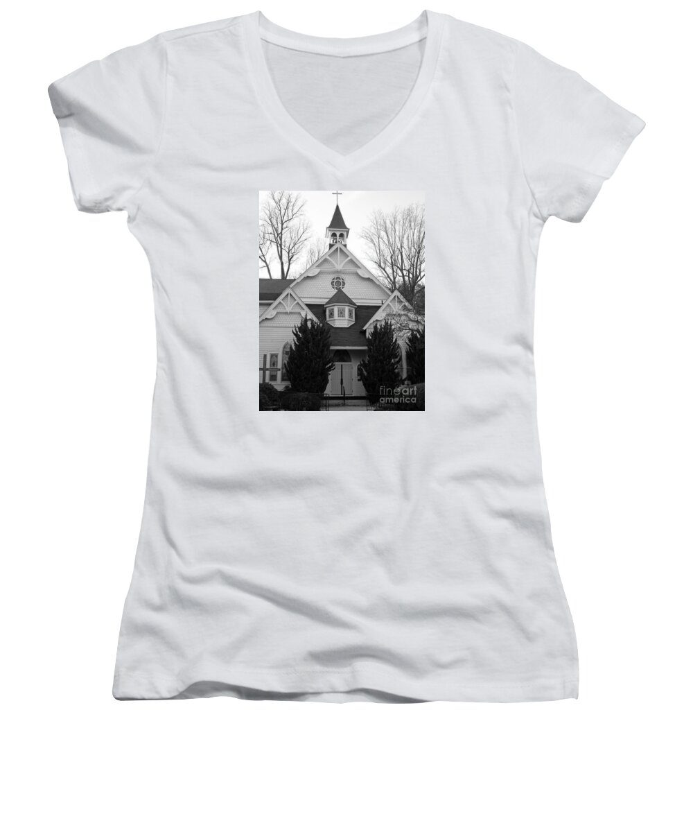 House Of Prayer Women's V-Neck featuring the photograph House of Prayer by Emmy Vickers