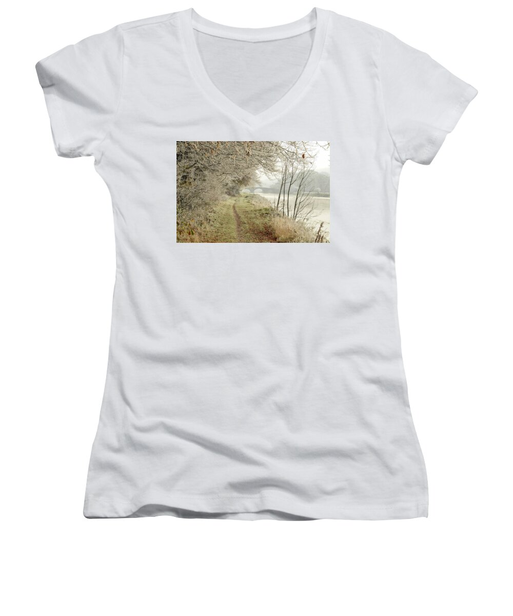 Ice Women's V-Neck featuring the photograph Ice and Mist by Joe Ormonde