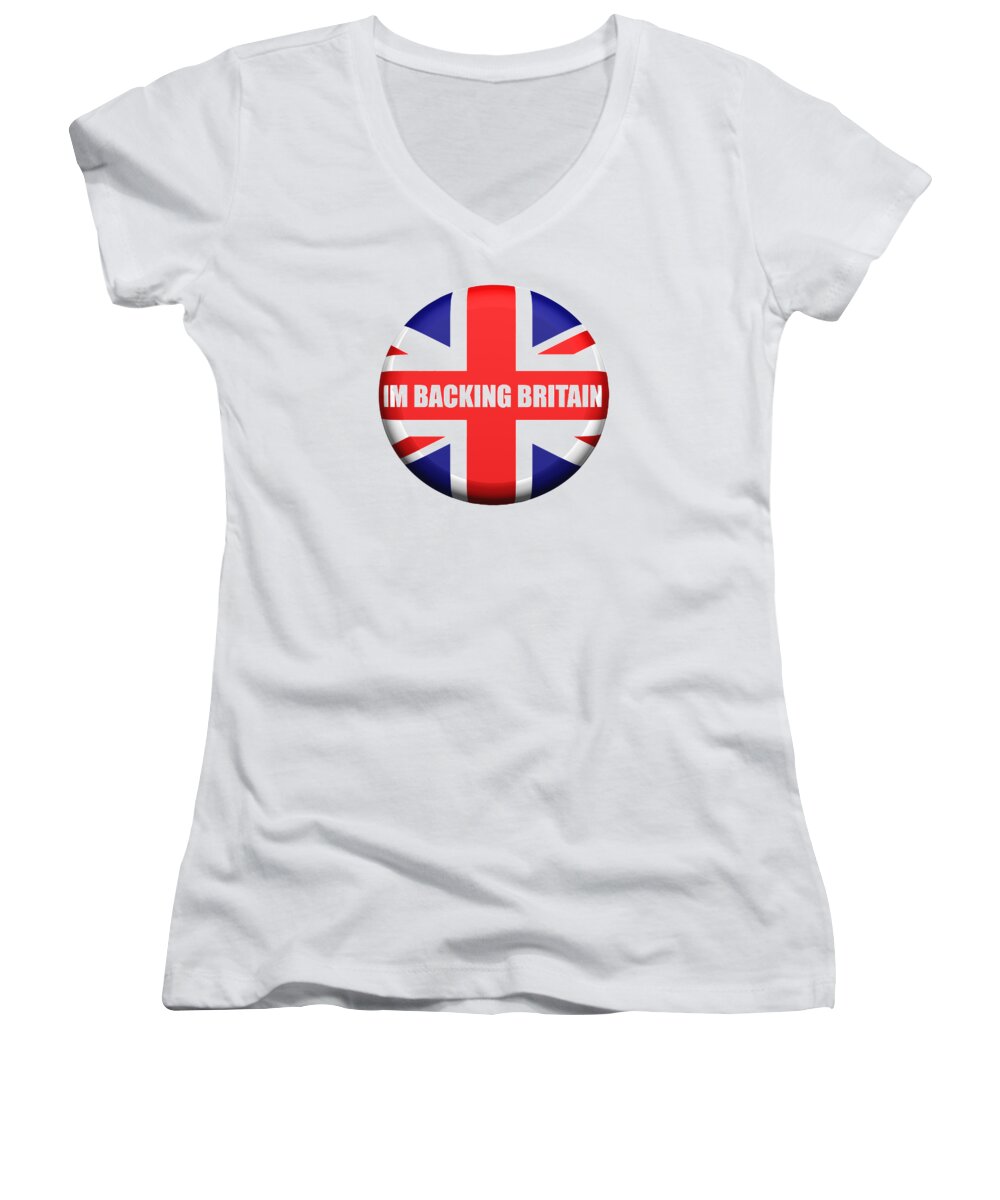 Im Backing Britain Women's V-Neck featuring the digital art Im Backing Britain by Roger Lighterness