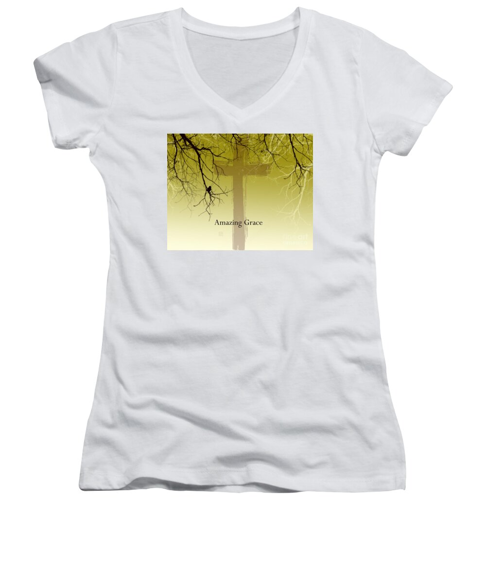 Good Friday Women's V-Neck featuring the digital art Immanuel- My Saviour by Trilby Cole