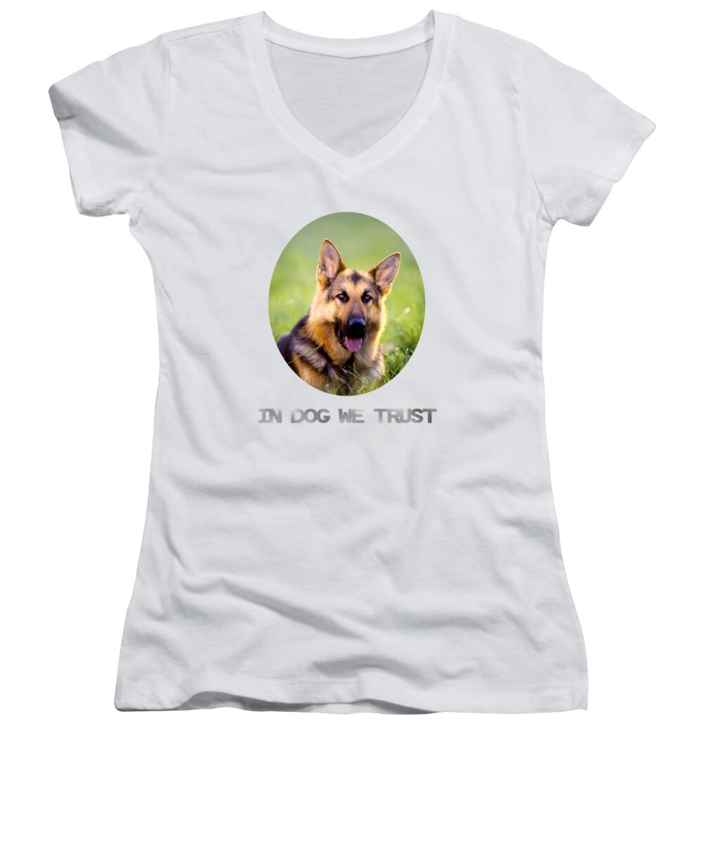 Ts007 Women's V-Neck featuring the photograph In Dog We Trust by Edmund Nagele FRPS