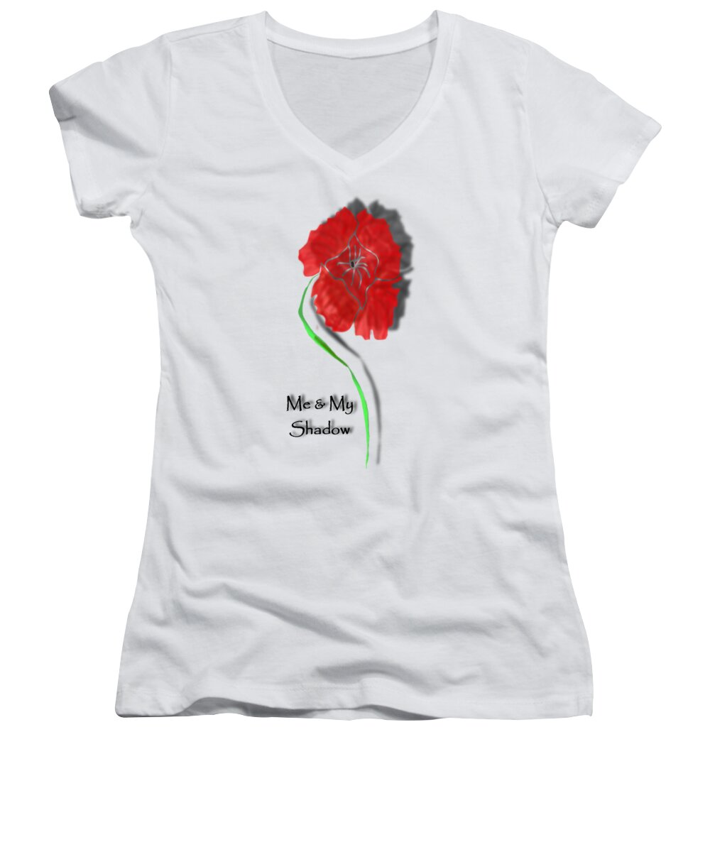 Remembrance Day Women's V-Neck featuring the digital art In Remembrance Poppy by Barbara St Jean