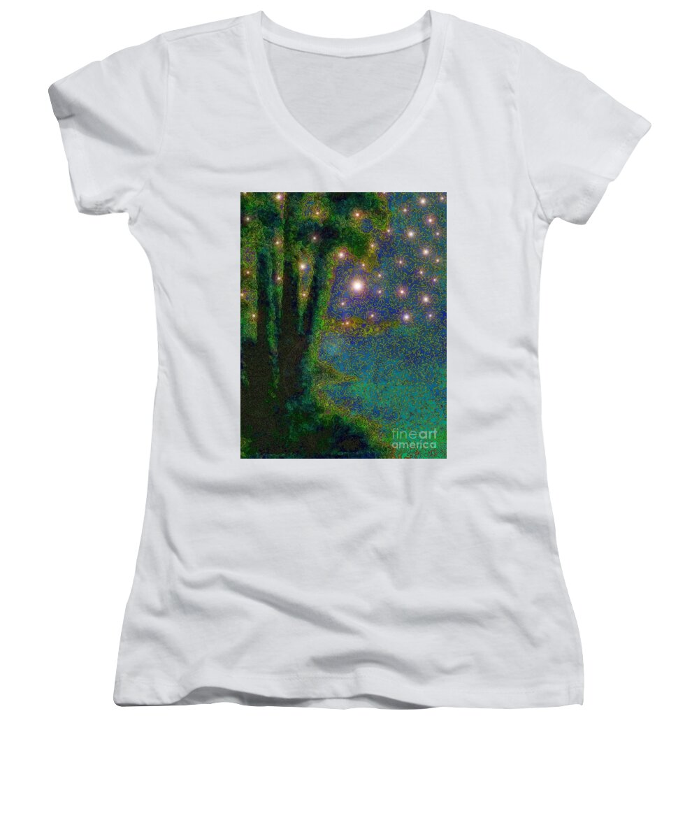 God Women's V-Neck featuring the painting In the Beginning God... by Hazel Holland