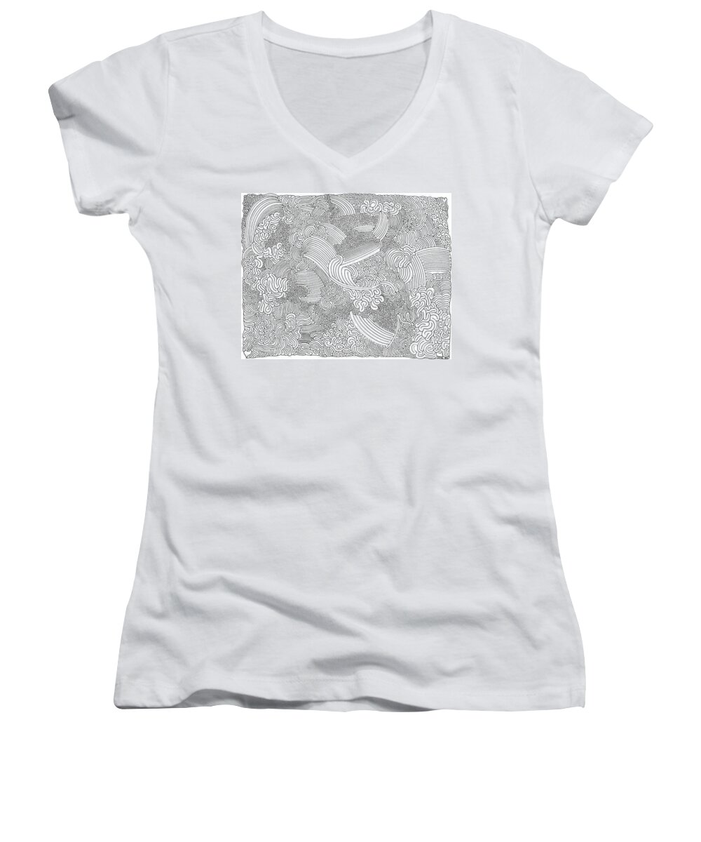 Mazes Women's V-Neck featuring the drawing Inspiration by Steven Natanson