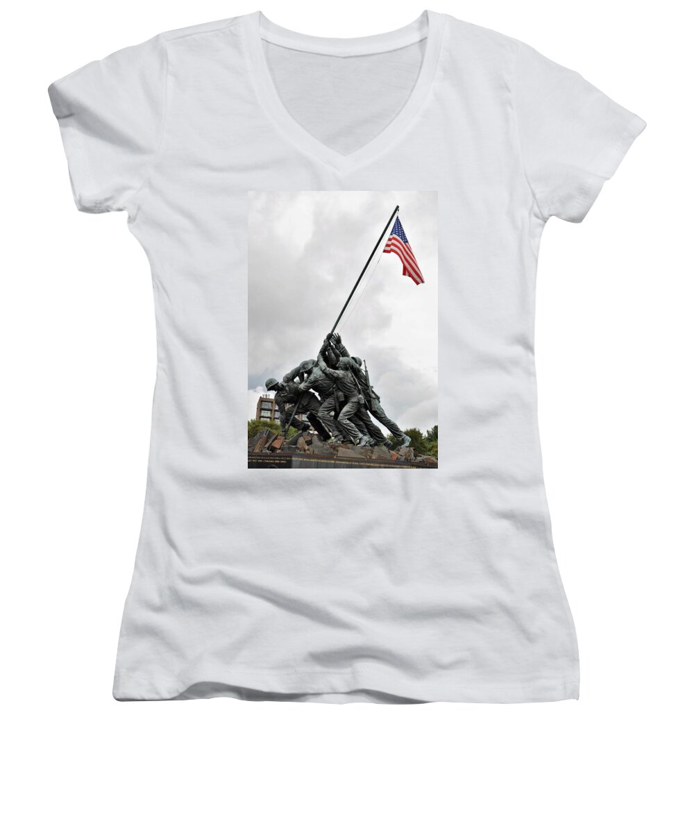 Monuments Women's V-Neck featuring the photograph Iwo Jima Memorial by Charles HALL
