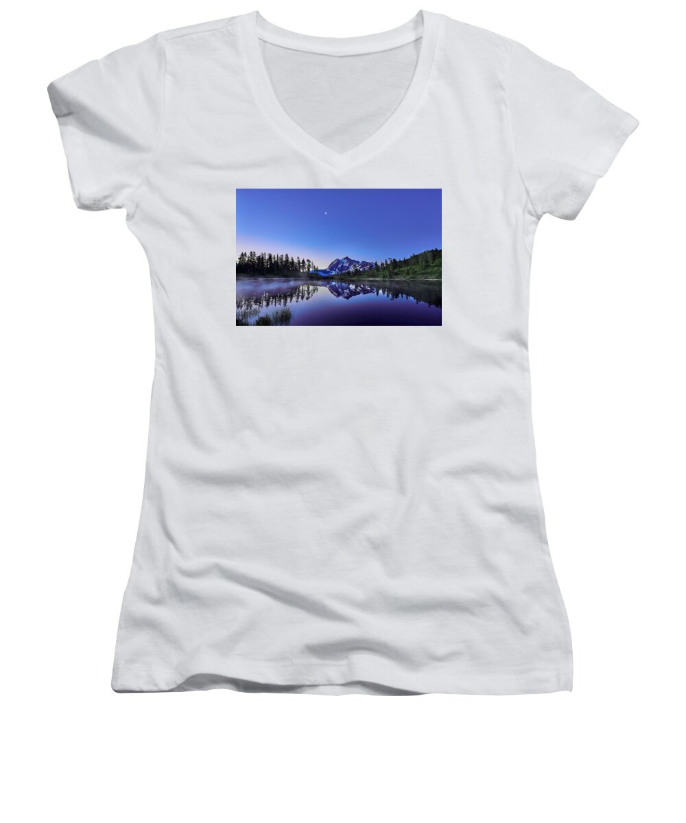 Artwork Women's V-Neck featuring the photograph Just Before the Day by Jon Glaser