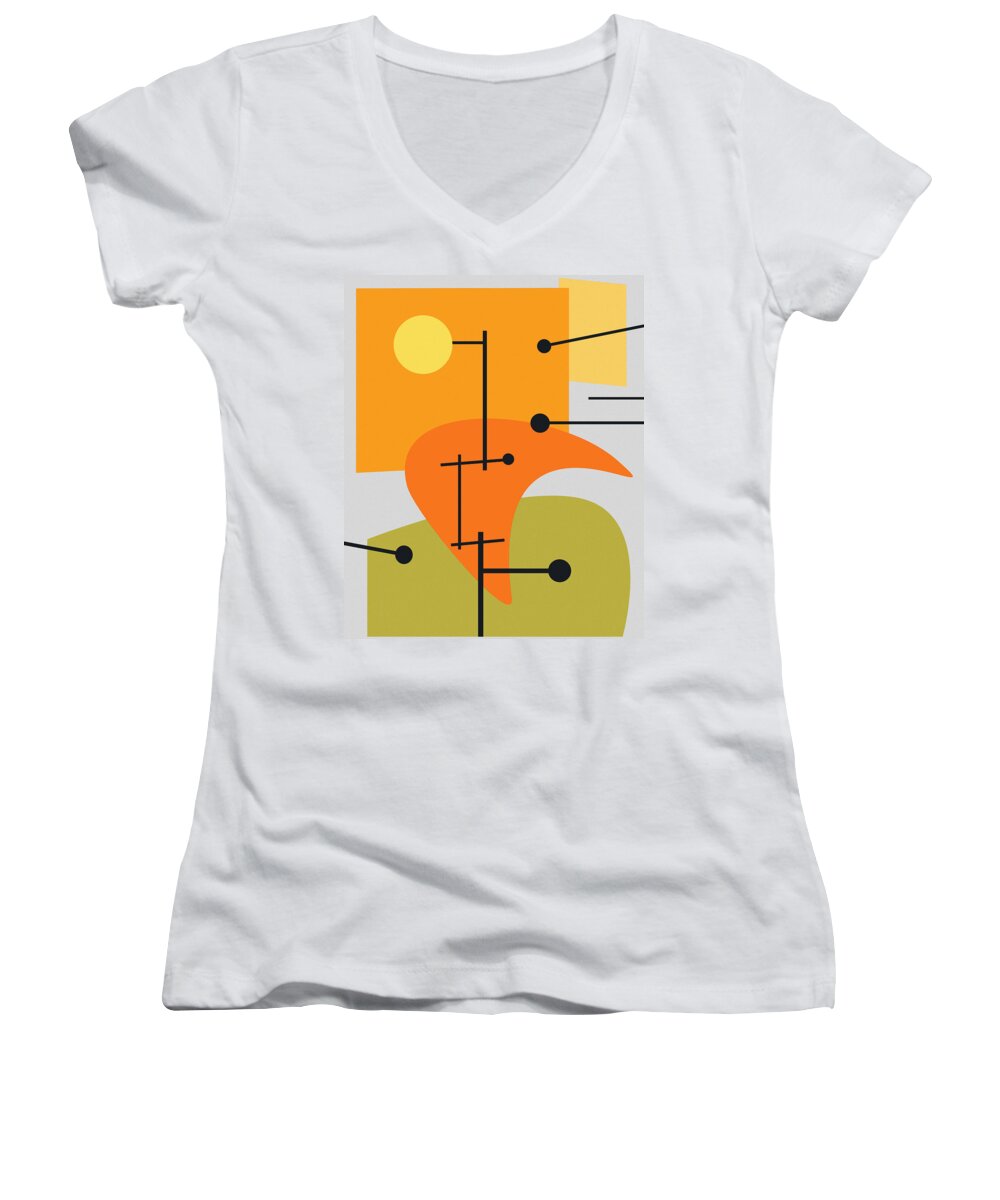 Abstract Women's V-Neck featuring the digital art Juxtaposing Thoughts by Richard Rizzo