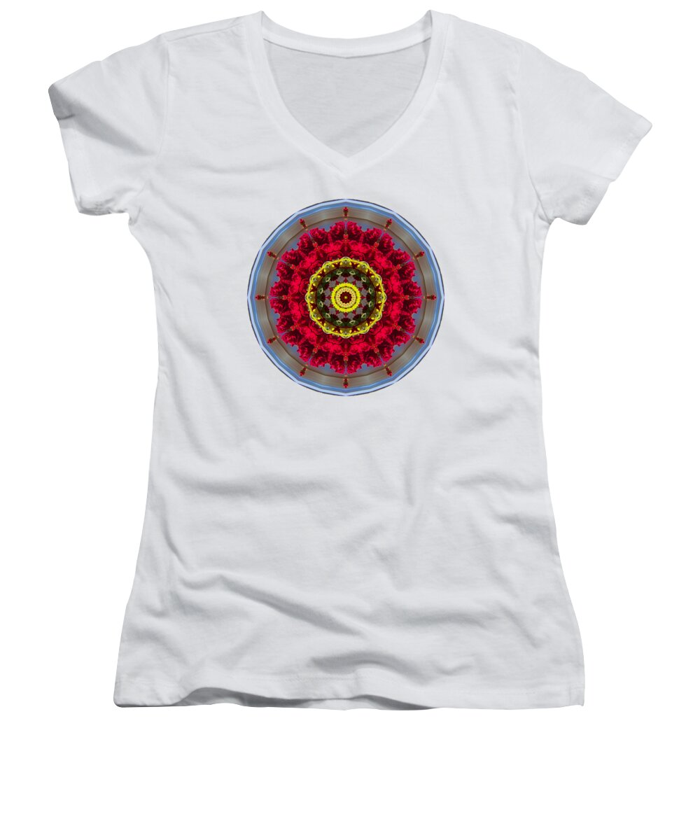 Kaleidoscope Women's V-Neck featuring the photograph Kaleidos - Nantucket Rose01 by Jack Torcello