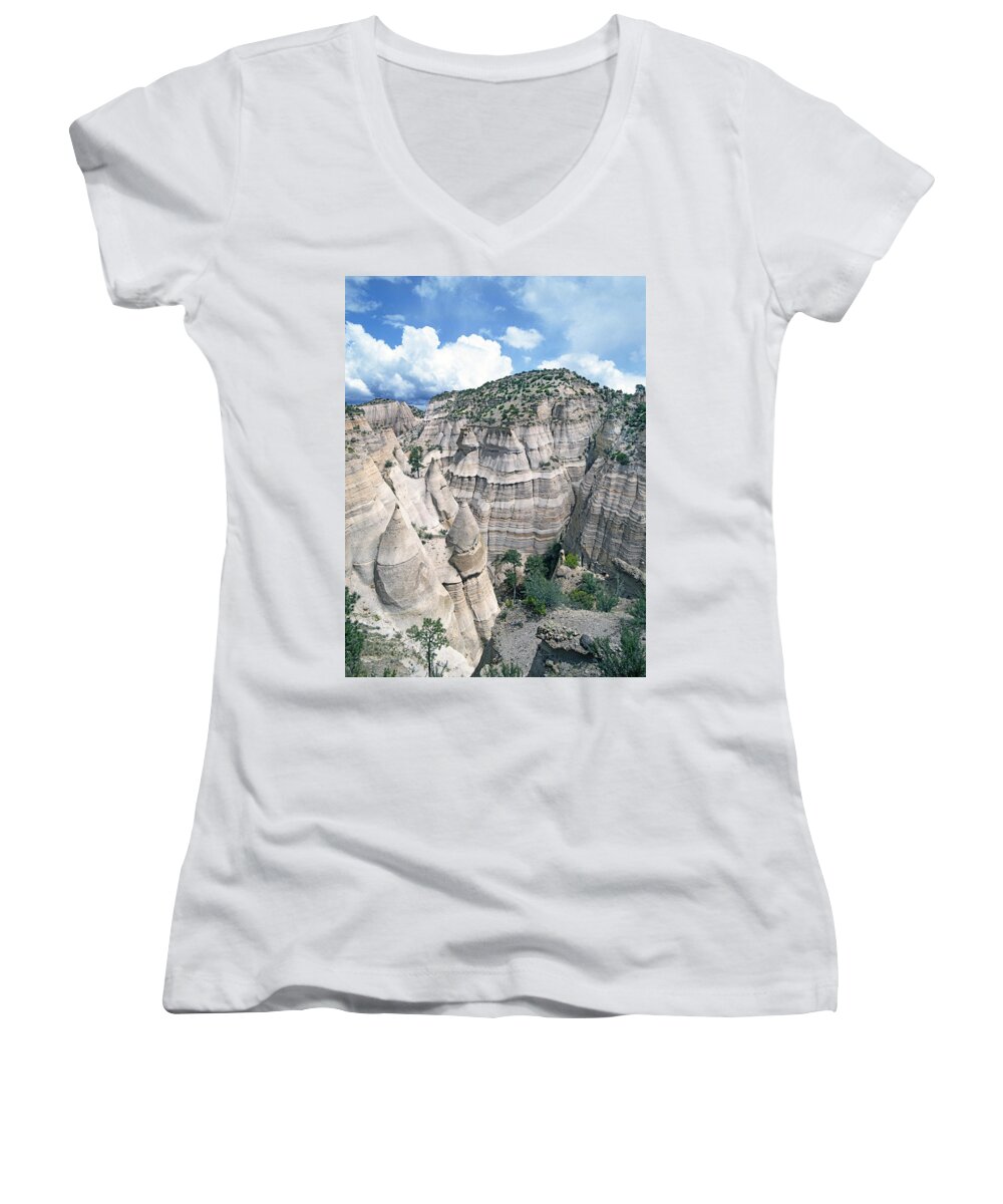 Geologic Women's V-Neck featuring the photograph Kasha-Katuwe Tent Rocks National Monument by Buddy Mays