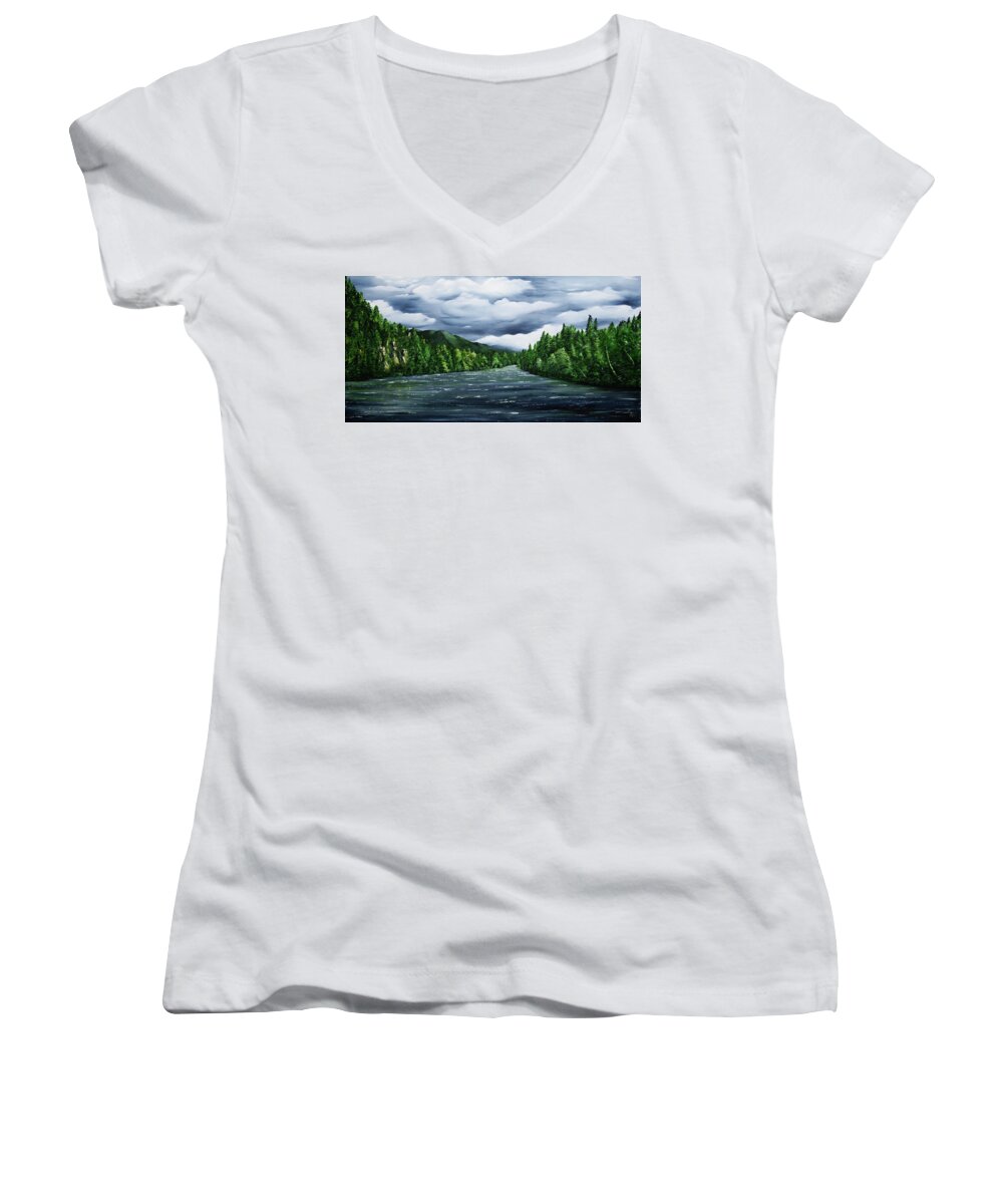 Stephen Daddona Women's V-Neck featuring the painting Kenai by Stephen Daddona