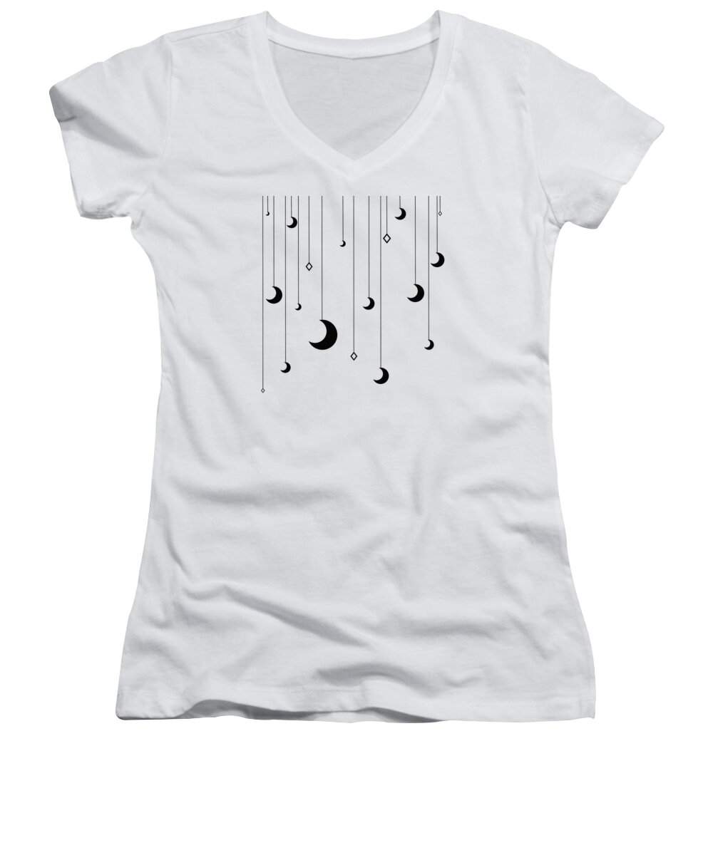 Kennehs Dream In Black And White Women's V-Neck featuring the digital art Kenneh's Dream in Black and White by Leah McPhail