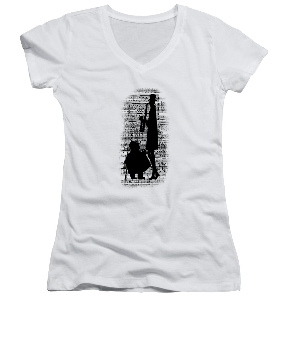 Musicians Women's V-Neck featuring the digital art Knowing the Score Transparent Background by Barbara St Jean