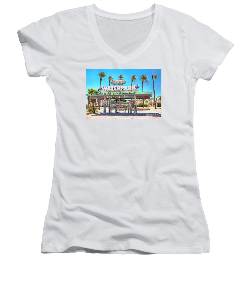 Lake Women's V-Neck featuring the photograph Lake Dolores Waterpark by Mariola Bitner