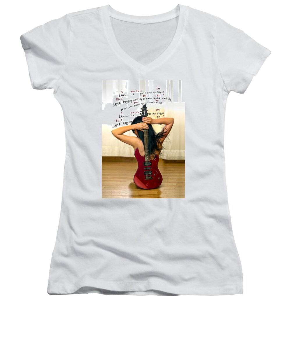 Electric Guitar Women's V-Neck featuring the photograph Layla by Donovan Torres