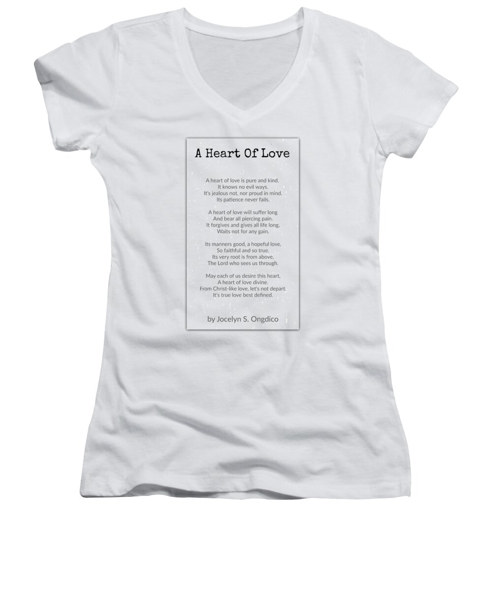  Women's V-Neck featuring the photograph Love Heart by David Norman