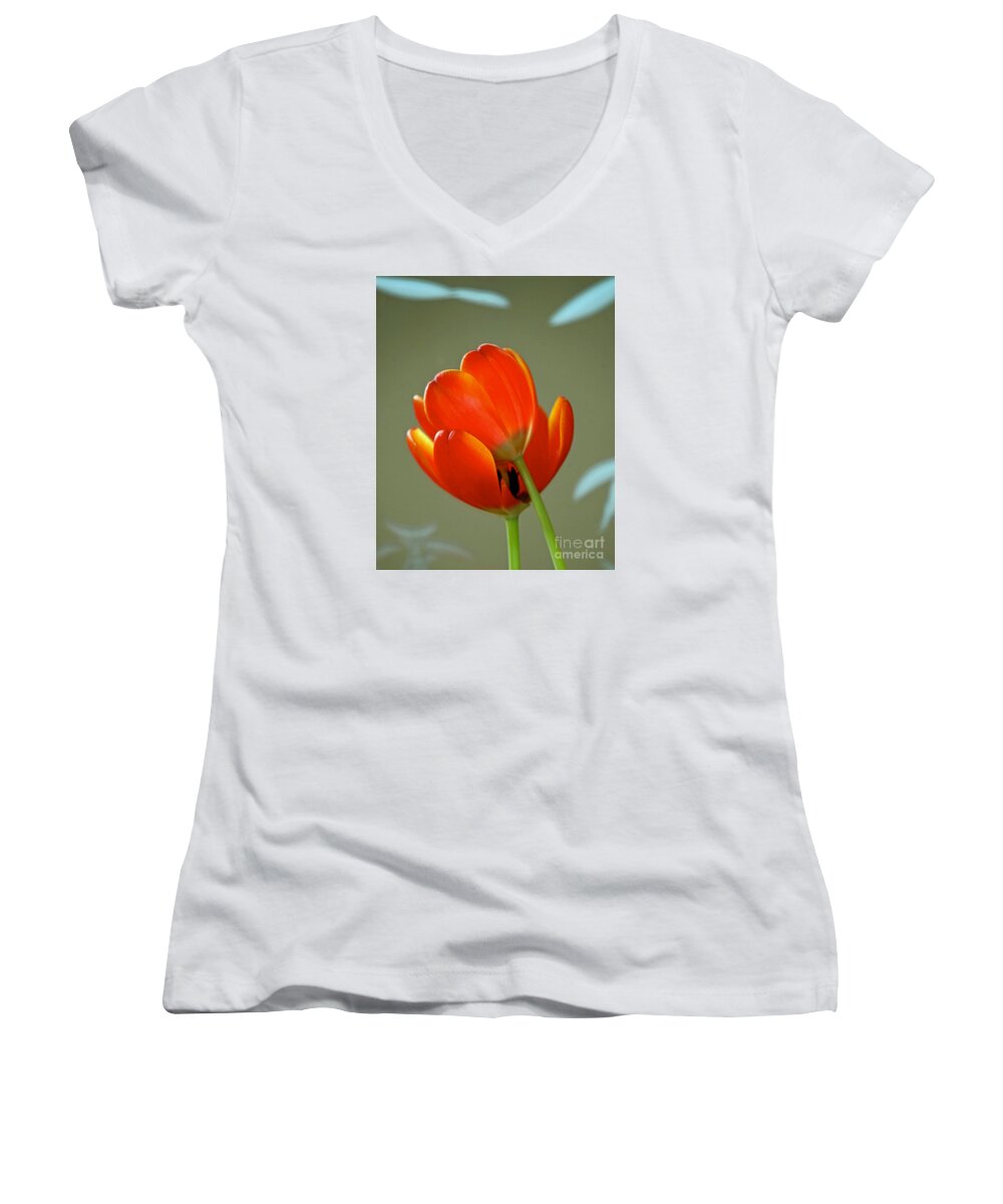 Tulips Women's V-Neck featuring the photograph Love by Michael Cinnamond