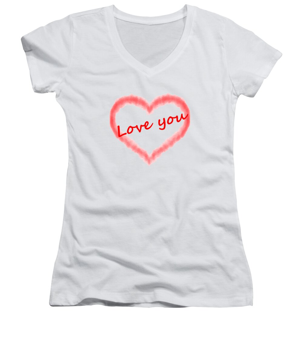 Love You Women's V-Neck featuring the digital art Love you by Roger Lighterness