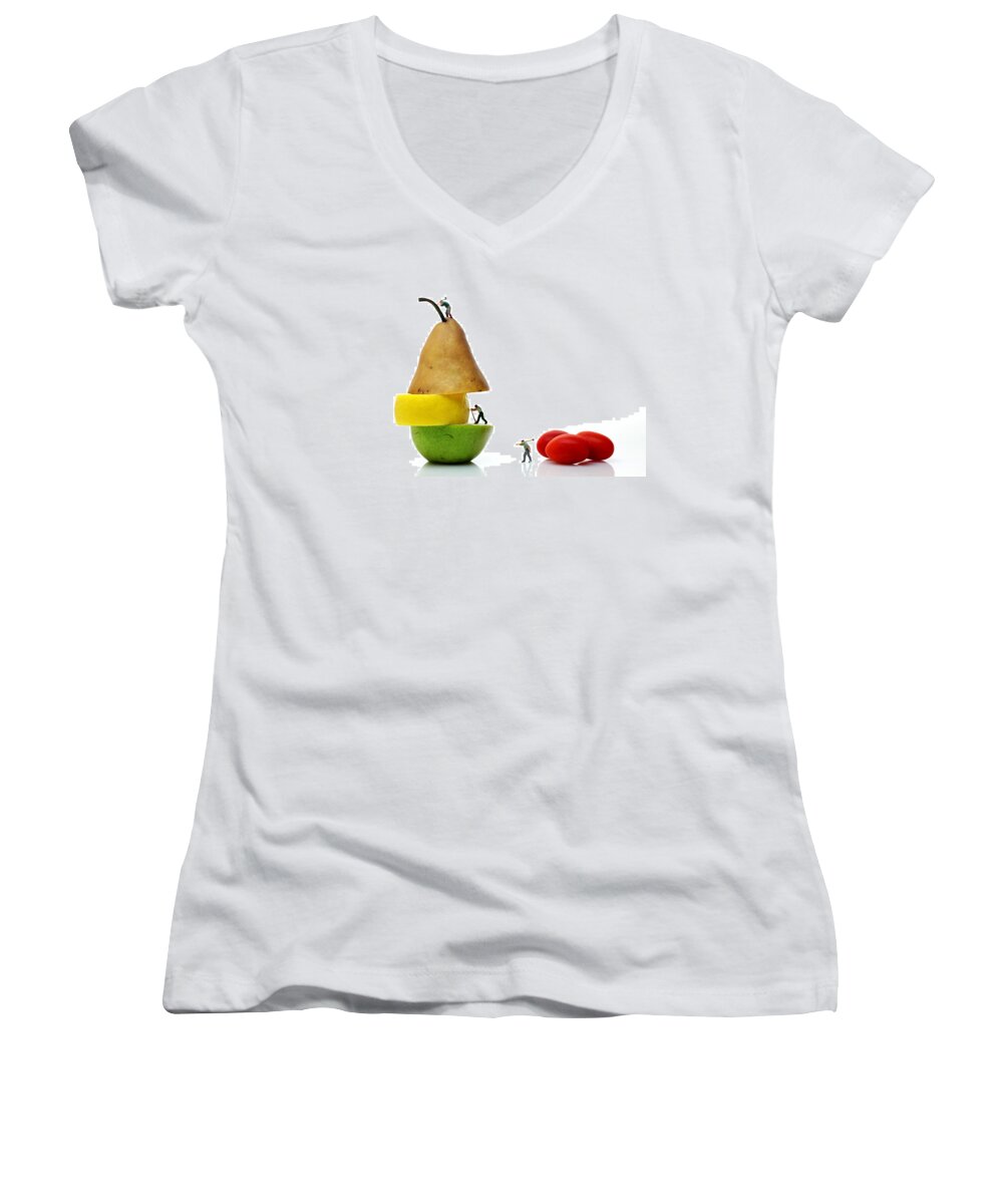 Surreal Women's V-Neck featuring the photograph Lumberjacks working on fruits by Paul Ge