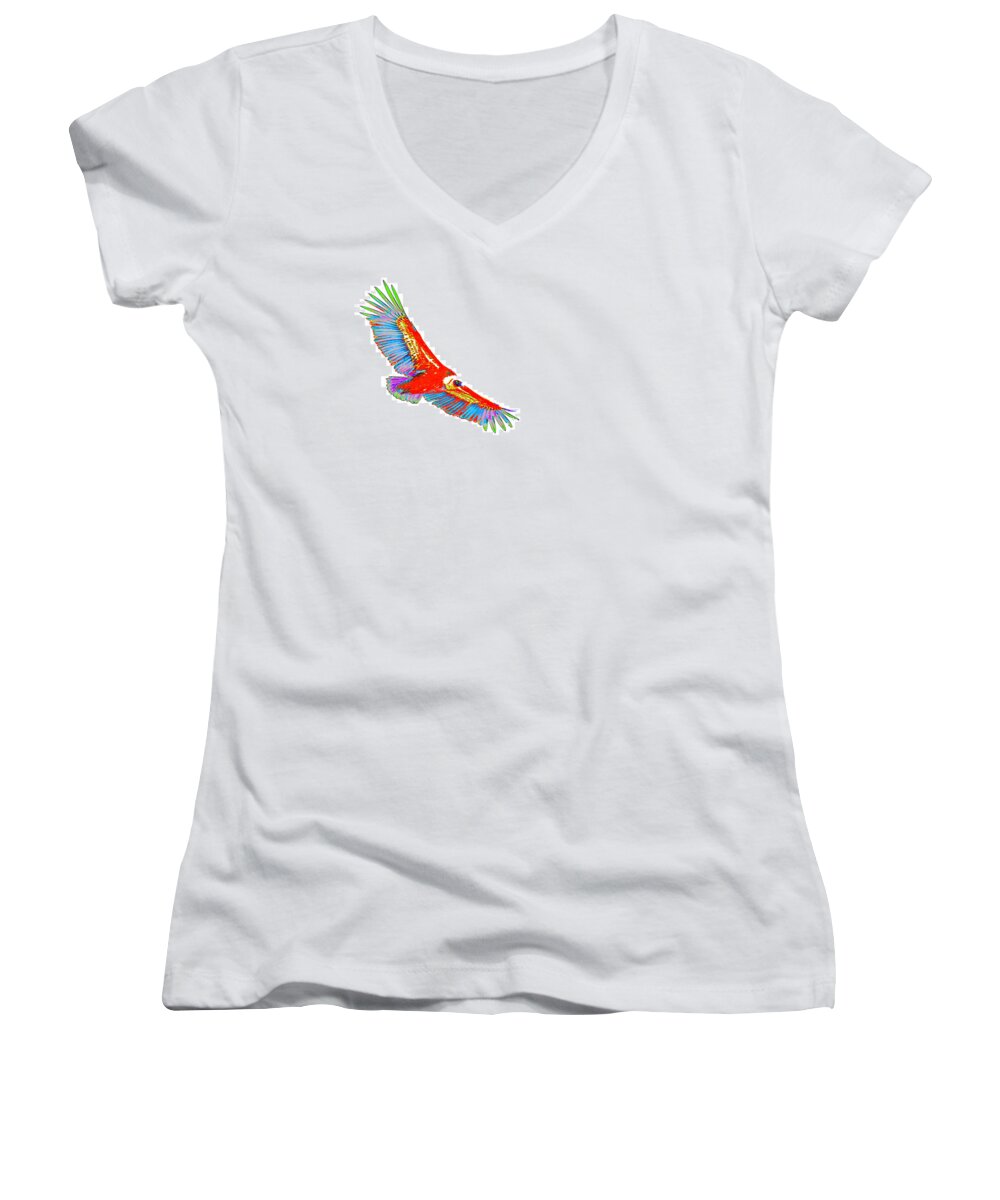 Pop Art Women's V-Neck featuring the photograph Macaw Vulture by Richard Patmore